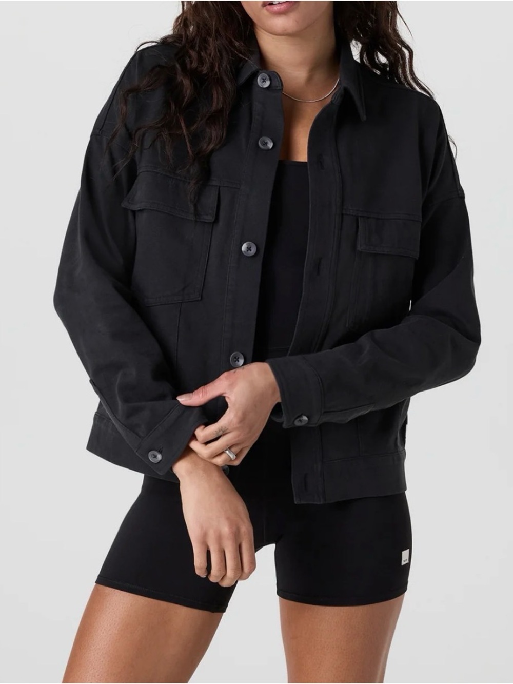 NWT Vuori black womens 100% cotton Mackenzie relax fit Jacket in size small